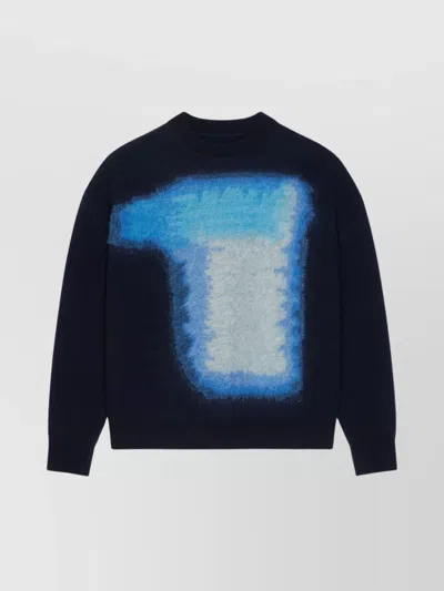 GIVENCHY ABSTRACT PATTERN CREWNECK SWEATER WITH RIBBED FINISH