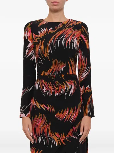 Givenchy Abstract-print Long-sleeve Mini Dress In Black