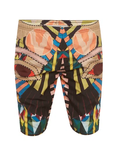 Pre-owned Givenchy Abstract-print Swim Shorts In Black