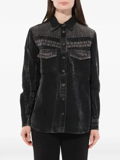 Givenchy Acid-wash Chest-pocket Shirt In Black