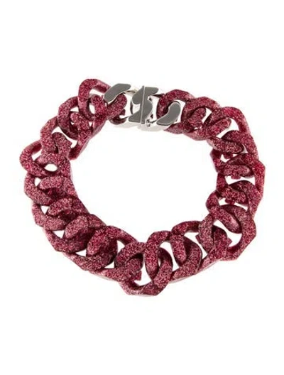 Pre-owned Givenchy Acrylic & Glitter G Chain Necklace, 20.5"