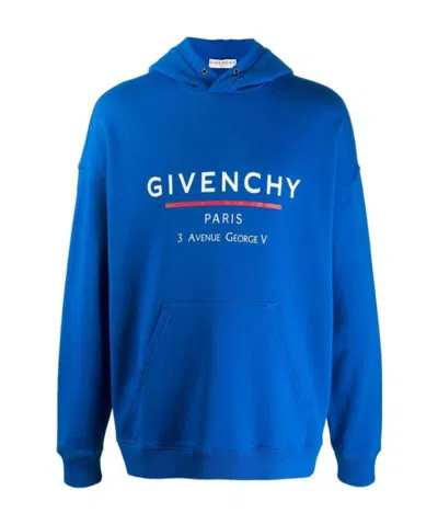 Givenchy Address Logo-print Hoodie In Blue