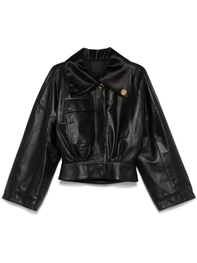 Givenchy Lederjacke Mit Verstellbarem Kragen In Schwarz
