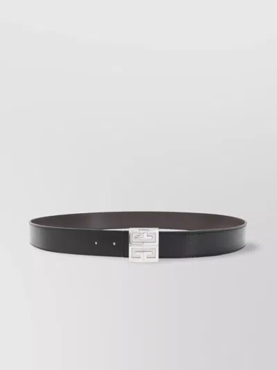Givenchy Adjustable Reversible Textured Leather Belt In Grey