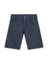 Givenchy Boys Blue Jacquard Denim 4g Shorts In Blue