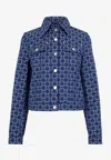 Givenchy Denim Jacket With All-over Logo In Blue