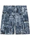 Givenchy Bermuda Shorts In Silk With Hubert Objects Print In Schwarz