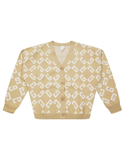 Givenchy Allover Logo Jacquard Knitted Cardigan In Neutral