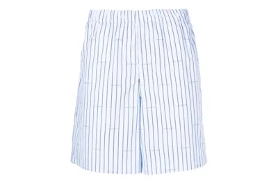 Pre-owned Givenchy Allover Logo Striped Shorts Blue