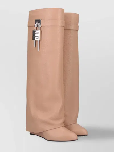 Givenchy Almond Toe Wedge Heel Tall Shaft Boots In Neutral