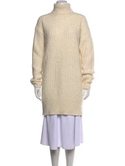 Pre-owned Givenchy Alpaca Turtleneck Sweater In White