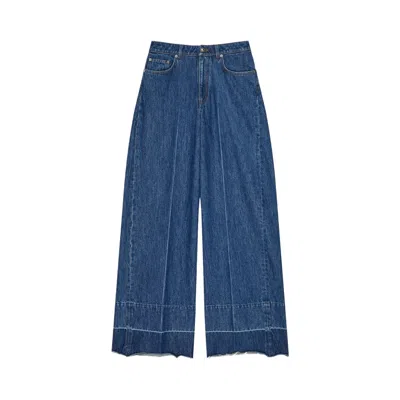Pre-owned Givenchy Alt Fit Raw Edge Wide Leg Denim Trousers 'medium Blue' | Women's Size 26