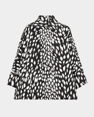 Givenchy Animal Print Cocoon Trench Coat In Black