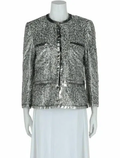 Pre-owned Givenchy Animal Print Evening Jacket W/ Tags In Silver