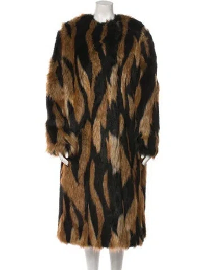 Pre-owned Givenchy Animal Print Faux Fur Coat In Multi