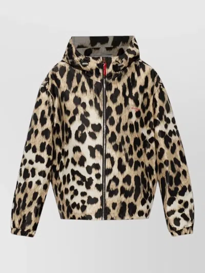 Givenchy Animal Print Hooded Coat Elasticated Cuffs