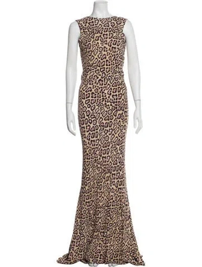 Pre-owned Givenchy Animal Print Long Dress In Neutral