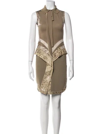 Pre-owned Givenchy Animal Print Mini Dress In Green