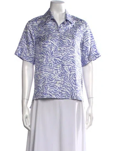 Pre-owned Givenchy Animal Print Short Sleeve Top In White