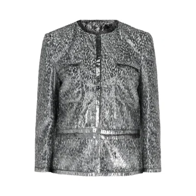 Pre-owned Givenchy Animal Print Single Breasted Jacket 'silver' | Women's Size 38
