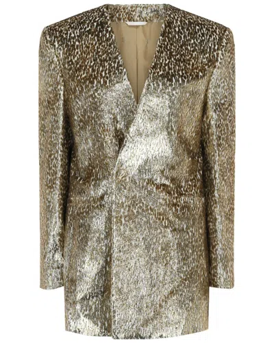 Givenchy Beaded Animal Print Single-breasted Blazer In Brown