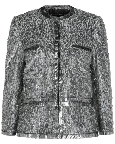 Givenchy Animal Print Single-breasted Jacket In Gray