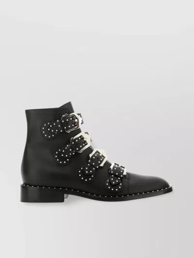 Givenchy Ankle Leather Boots Studs Pointed In Black