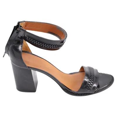 Pre-owned Givenchy Ankle Strap Block Heel Sandals In Black Patent Leather
