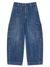 Givenchy Cropped Cocoon Cargo Jeans In Medium Blue In Blue