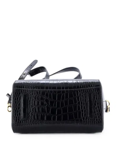 Pre-owned Givenchy Antigona Bag Crocodile Embossed Leather Mini Crossbody Bag In Black