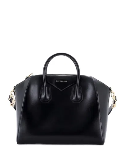 Pre-owned Givenchy Antigona Bag Glazed Leather Medium Satchel In Black