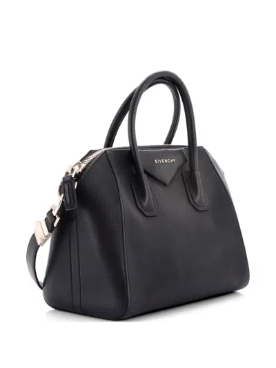 Pre-owned Givenchy Antigona Bag Glazed Leather Medium Satchel In Black