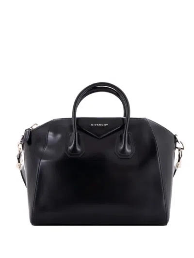 Pre-owned Givenchy Antigona Bag Glazed Leather Medium Satchel In Black