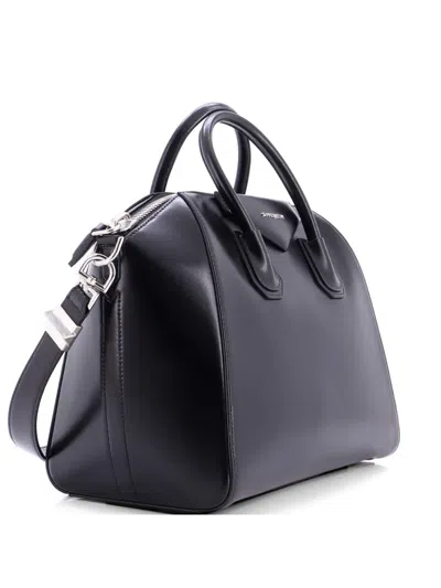 Pre-owned Givenchy Antigona Bag Glazed Leather Medium Satchel In Black