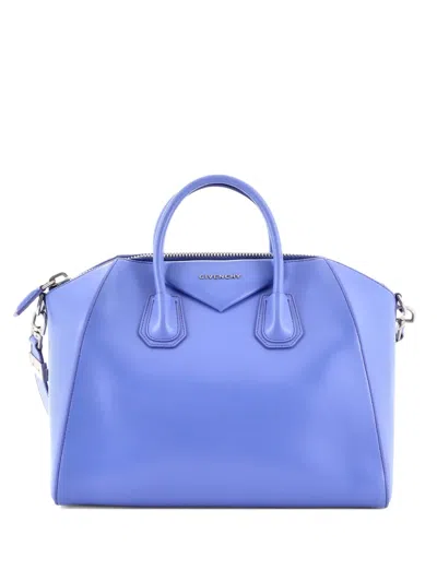 Pre-owned Givenchy Antigona Bag Glazed Leather Medium Satchel In Purple