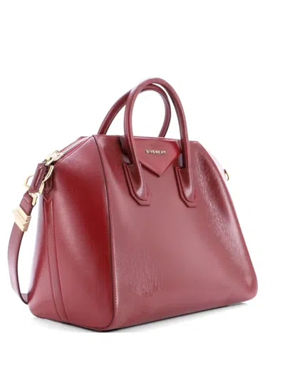 Pre-owned Givenchy Antigona Bag Glazed Leather Medium Satchel In Red