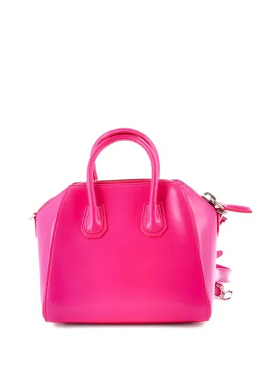 Pre-owned Givenchy Antigona Bag Glazed Leather Mini Satchel In Black