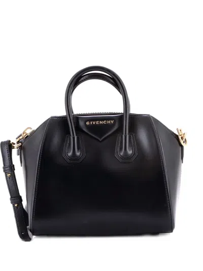 Pre-owned Givenchy Antigona Bag Glazed Leather Mini Satchel In Black