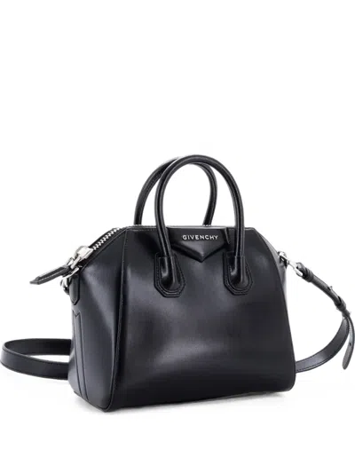Pre-owned Givenchy Antigona Bag Glazed Leather Mini Satchel In Black