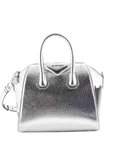 Pre-owned Givenchy Antigona Bag Glazed Leather Mini Satchel In Metallic