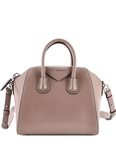 Pre-owned Givenchy Antigona Bag Glazed Leather Mini Satchel In Neutral