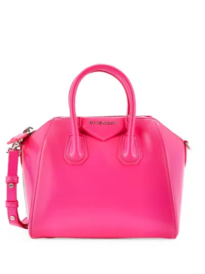 Pre-owned Givenchy Antigona Bag Glazed Leather Mini Satchel In Pink