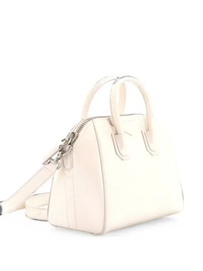 Pre-owned Givenchy Antigona Bag Glazed Leather Mini Satchel In White