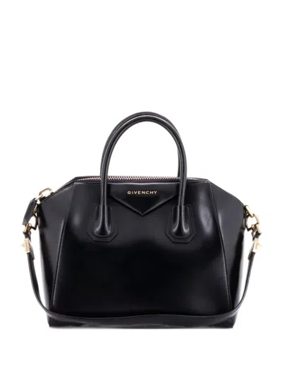 Pre-owned Givenchy Antigona Bag Glazed Leather Small Satchel In 黑色