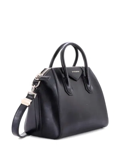 Pre-owned Givenchy Antigona Bag Glazed Leather Small Satchel In Black