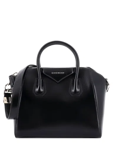 Pre-owned Givenchy Antigona Bag Glazed Leather Small Satchel In Black