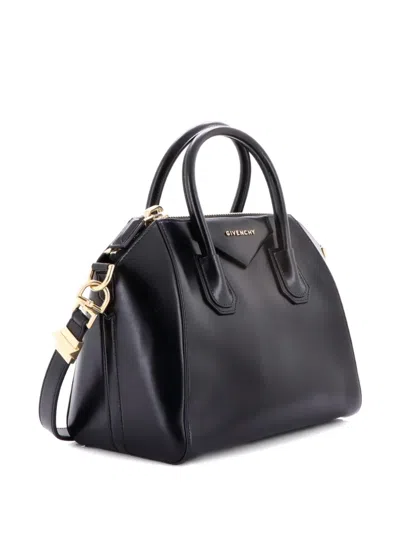 Pre-owned Givenchy Antigona Bag Glazed Leather Small Satchel In Black