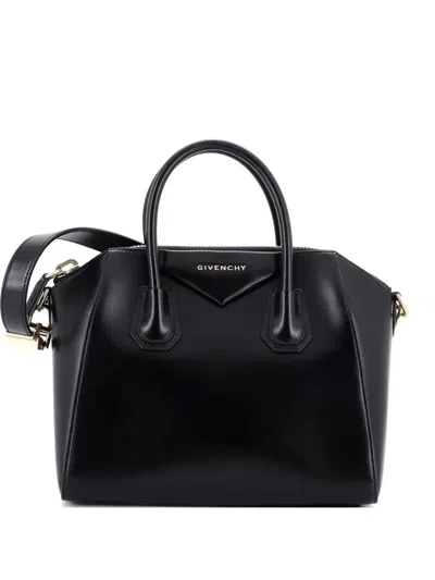 Pre-owned Givenchy Antigona Bag Glazed Leather Small Satchel In Black