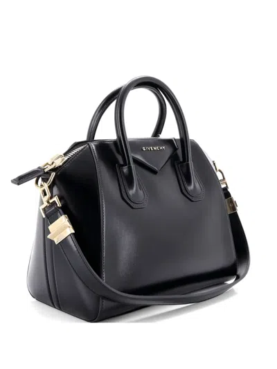 Pre-owned Givenchy Antigona Bag Glazed Leather Small Satchel In Black