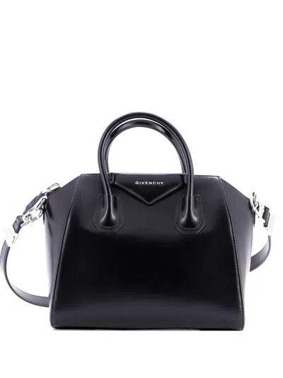 Pre-owned Givenchy Antigona Bag Glazed Leather Small Satchel In Black